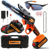 Zeeksaw 6 inch Electric Chaisnaw Cordless with 2pcs 2.0Ah Battery, Handheld Mini Electric Power Chain Saw for Tree Trimming Wood Cutting, tools