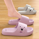 Cute Bear Home Slippers Summer Fashion Thick Bottom Non-slip Bathroom Slipper Women Men Couples Shoes