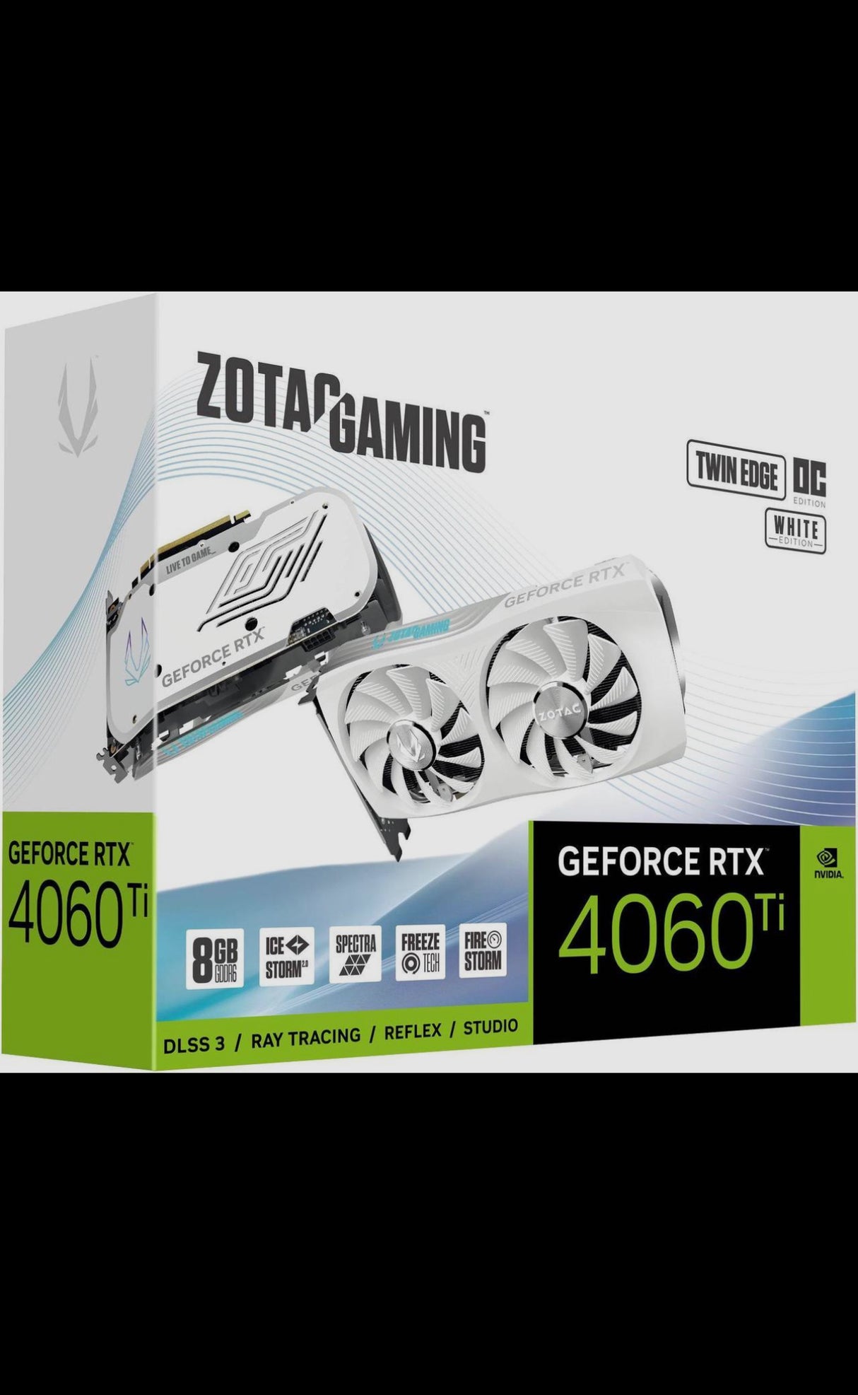 ZOTAC GAMING GeForce RTX 4060 Ti 8GB Twin Edge OC White Edition DLSS 3 8GB GDDR6 128-bit 18 Gbps PCIE 4.0 Compact Graphics Card, IceStorm 2.0 Advanced Cooling, SPECTRA RGB Lighting, ZT-D40610Q-10M