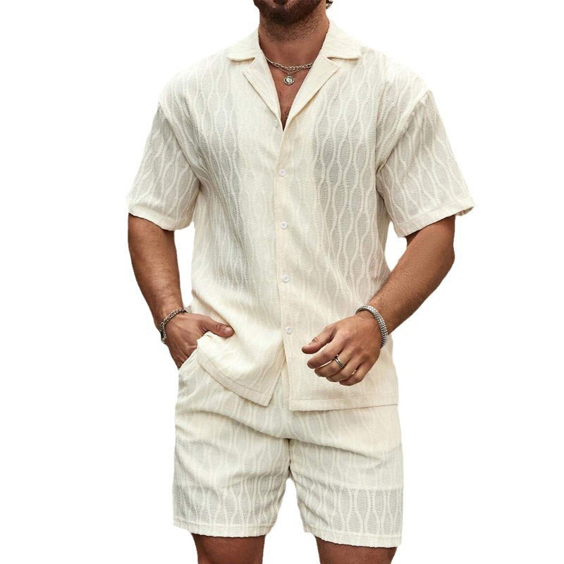 Männer Trainingsanzüge Sommer Mode Solide Lose Beiläufige Zwei Stücke Revers Knopf Hemd Shorts Strand Urlaub Alle-spiel Outfits Männlich