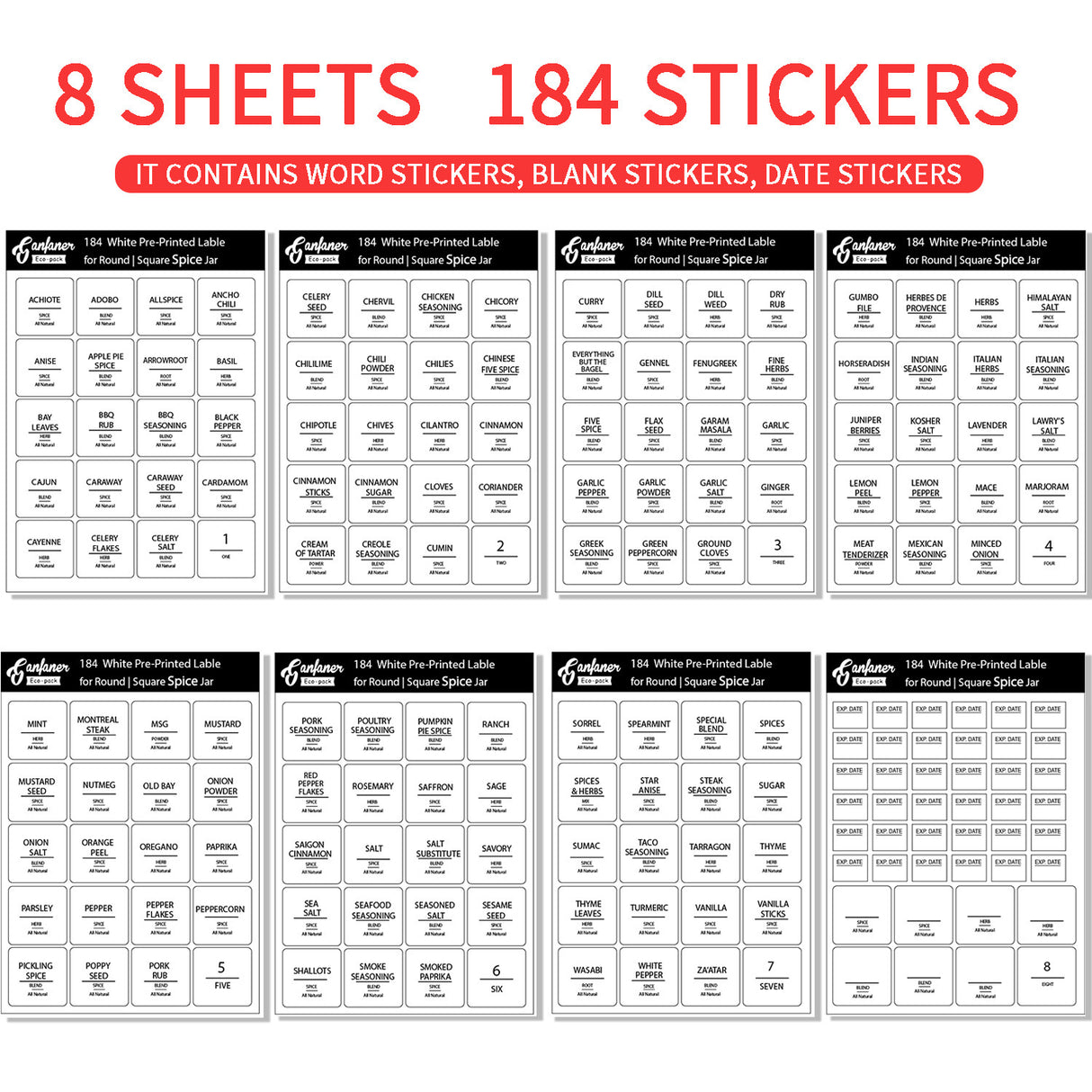 Waterproof Food Labels For Food Pantry