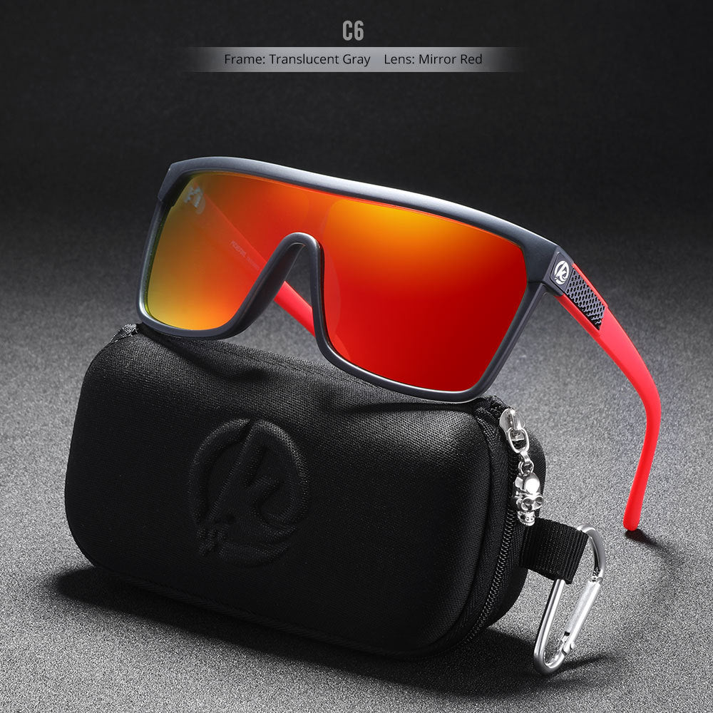 Large Frame One-piece Bicycle Glass Colorful Real Film Polarized Sunglasses