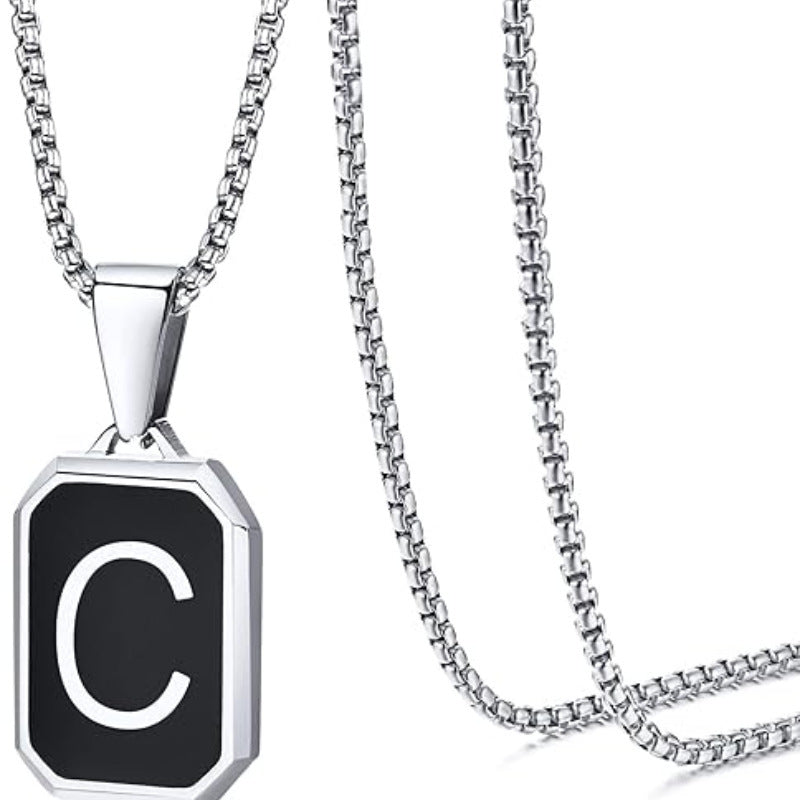 Stainless Steel 26 English Fashion Black Necklace