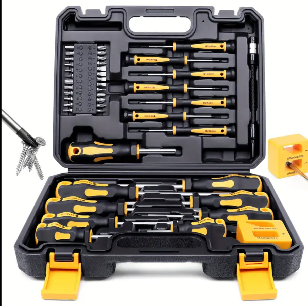 43pcs Professional Screwdriver Set with Magnetic Bit Holder - Chrome Vanadium Steel, Includes Slotted, Phillips, Hex, Torx Bits & Precision Tools - Durable Repair Kit for DIY & Industrial Use