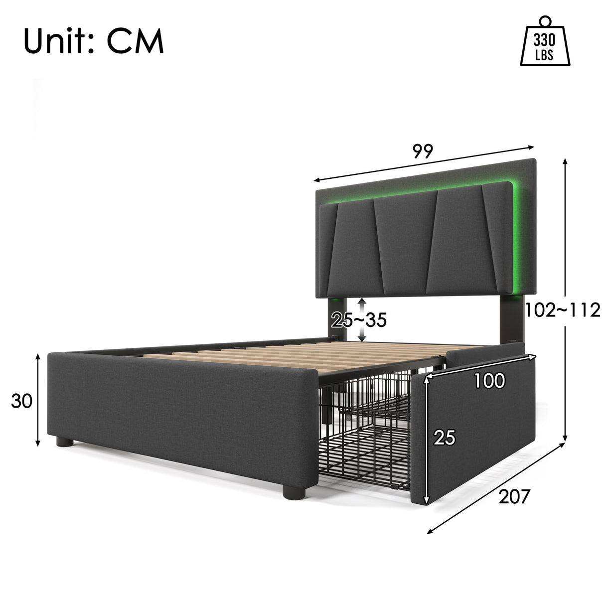 Wooden Storage Bed Bed Frame   Size  90cmx200cm