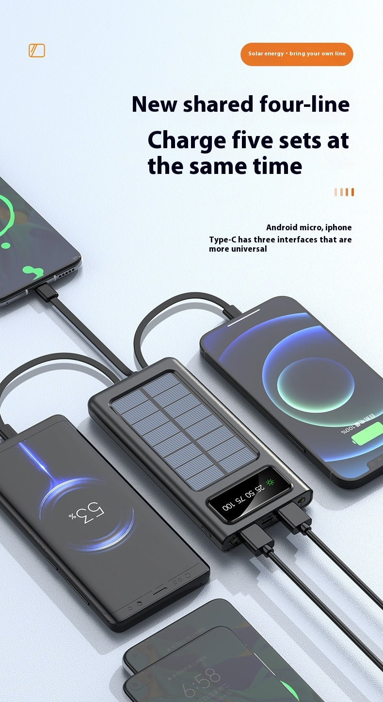 With Cable Four-wire Solar Energy Portable Battery For Mobile Phones