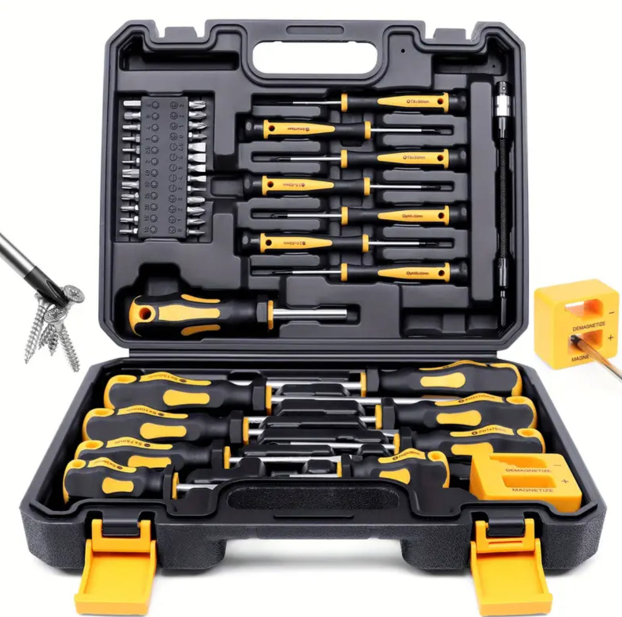 43pcs Professional Screwdriver Set with Magnetic Bit Holder - Chrome Vanadium Steel, Includes Slotted, Phillips, Hex, Torx Bits & Precision Tools - Durable Repair Kit for DIY & Industrial Use