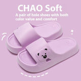 Cute Bear Home Slippers Summer Fashion Thick Bottom Non-slip Bathroom Slipper Women Men Couples Shoes