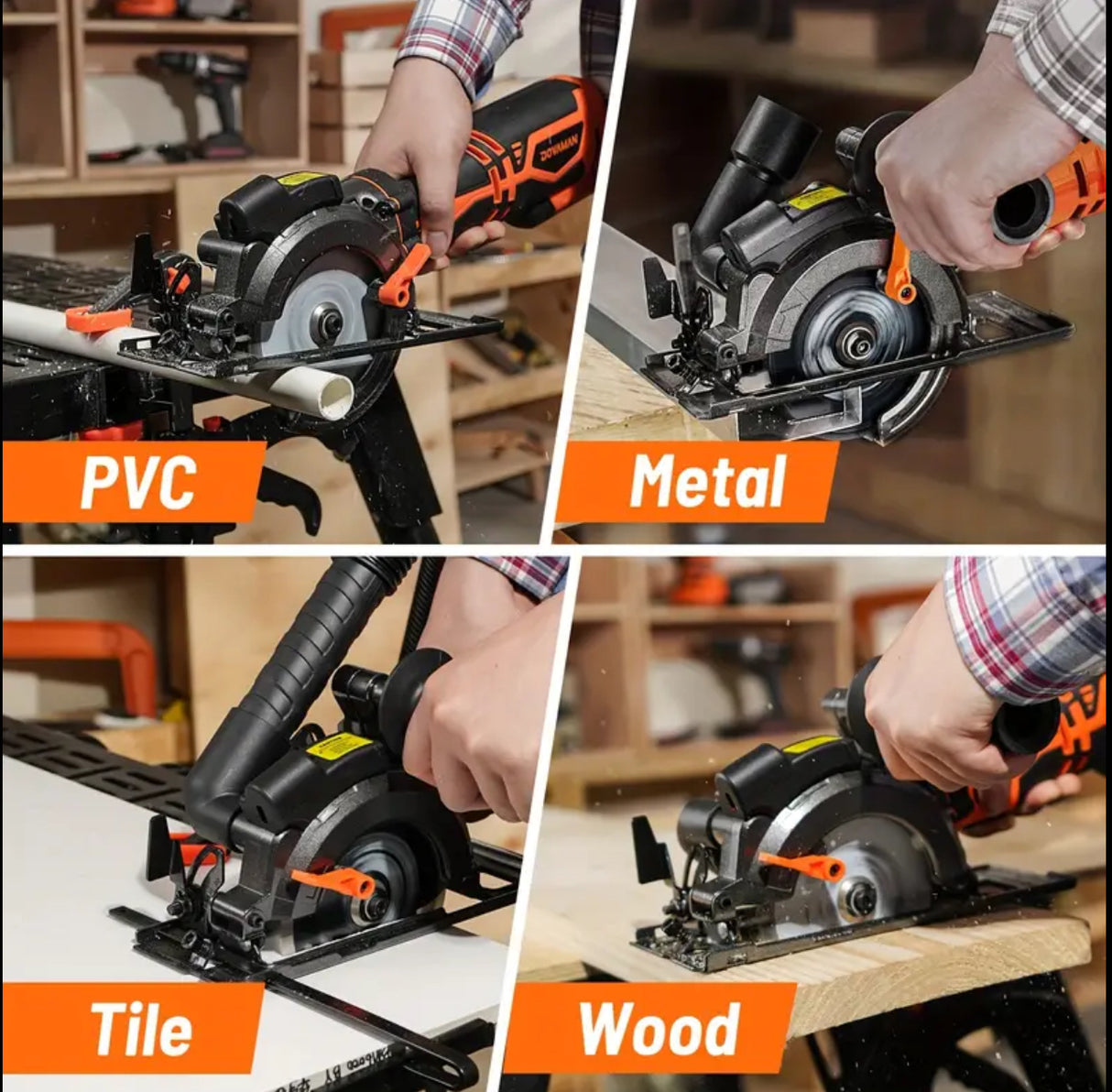 Angle grinder, 5.8A 4-1/2" Circular Saw w/Laser, Metal Auxiliary Handle, 6 Saw Blades (4½", 4¾"), Cutting Depth 1-11/16" (90°), 1-3/8" (45°), Ideal for Wood, Soft Metal, Plastic, Tile