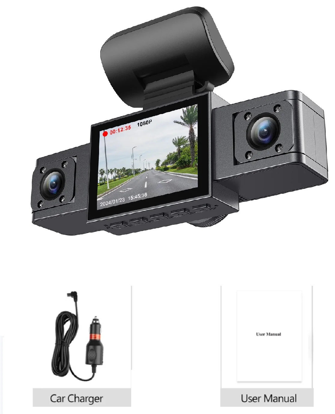 Driving Recorder 3-inch HD 1080p Front And Rear Left