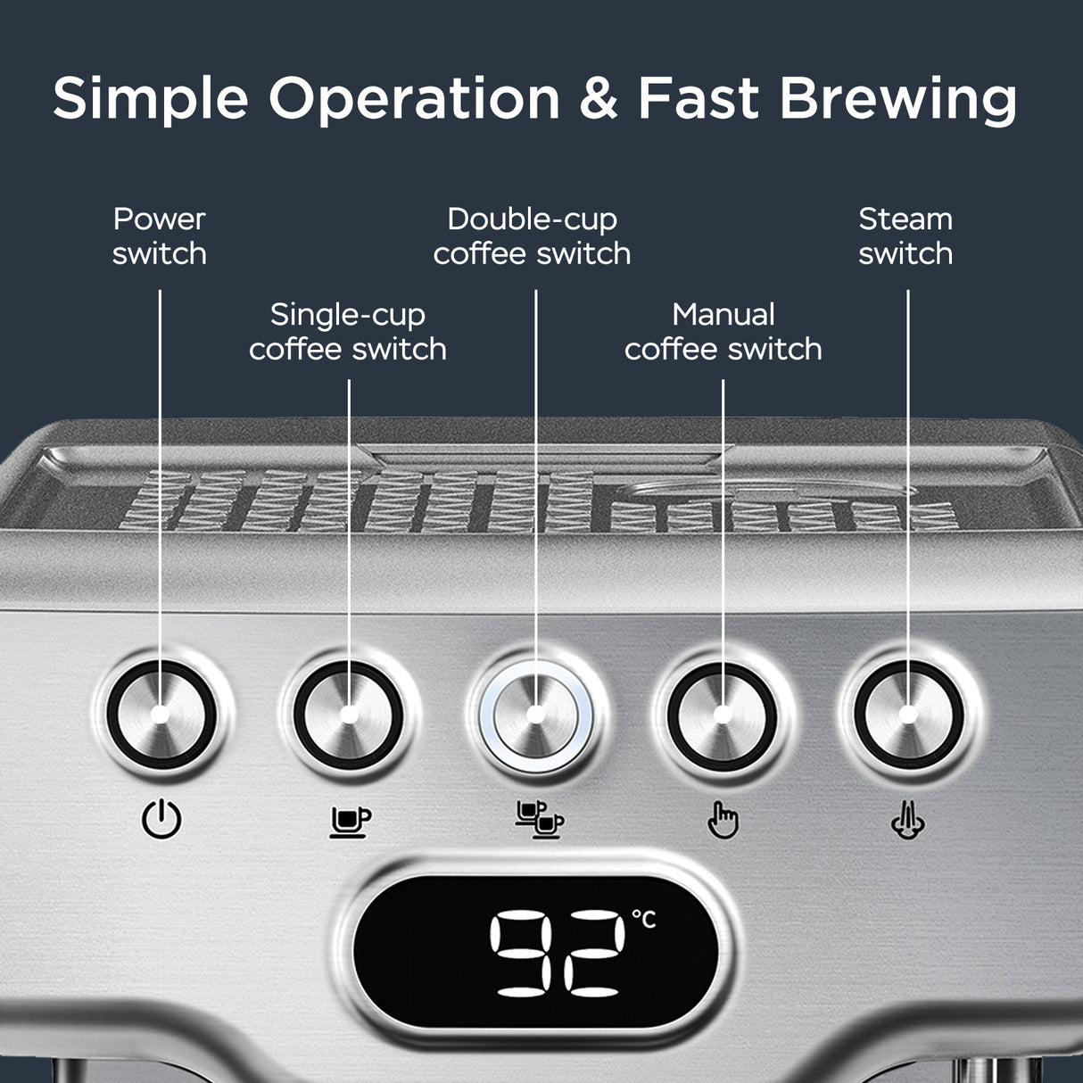 Geek Chef Espresso Machine, 20 Bar Espresso Machine With Milk Frother For Latte, Cappuccino, Macchiato, For Home Espresso Maker, 1.8L Water Tank, Stainless Steel, Ban On Amazon