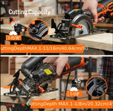 Angle grinder, 5.8A 4-1/2" Circular Saw w/Laser, Metal Auxiliary Handle, 6 Saw Blades (4½", 4¾"), Cutting Depth 1-11/16" (90°), 1-3/8" (45°), Ideal for Wood, Soft Metal, Plastic, Tile