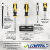 43pcs Professional Screwdriver Set with Magnetic Bit Holder - Chrome Vanadium Steel, Includes Slotted, Phillips, Hex, Torx Bits & Precision Tools - Durable Repair Kit for DIY & Industrial Use