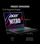 Acer Nitro 5 @ 165Hz Gaming Laptop - 15.6" FHD Intel i7-12700H 14 Core 2.30GHz, Nvidia GeForce RTX 3060, 16GB RAM 1T SSD, Thunderblot 4, W11 Home, 1 Year Acer Manufacturer Warranty (AN515-58)