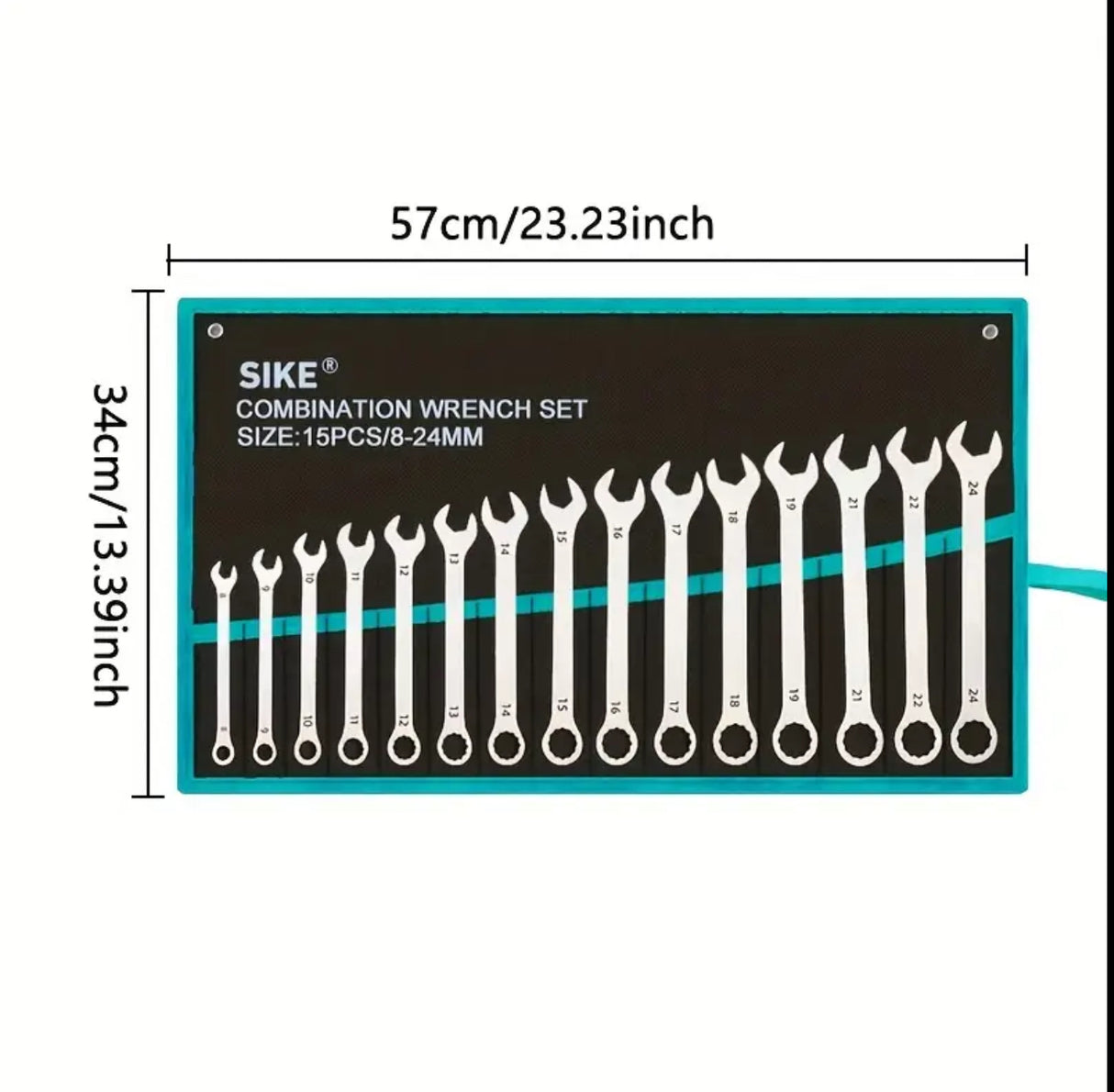 A 15pcs Tool Set, Industrial-Grade Double-Headed Open-End Thin Wrenches, High Hardness And Large Torque Automotive Repair Wrenches, Used for Car Mechanical Maintenance, Furniture Assembly, And Everyday Household Repairs, Without Battery