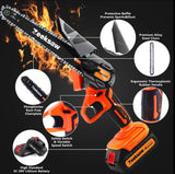 Zeeksaw 6 inch Electric Chaisnaw Cordless with 2pcs 2.0Ah Battery, Handheld Mini Electric Power Chain Saw for Tree Trimming Wood Cutting, tools