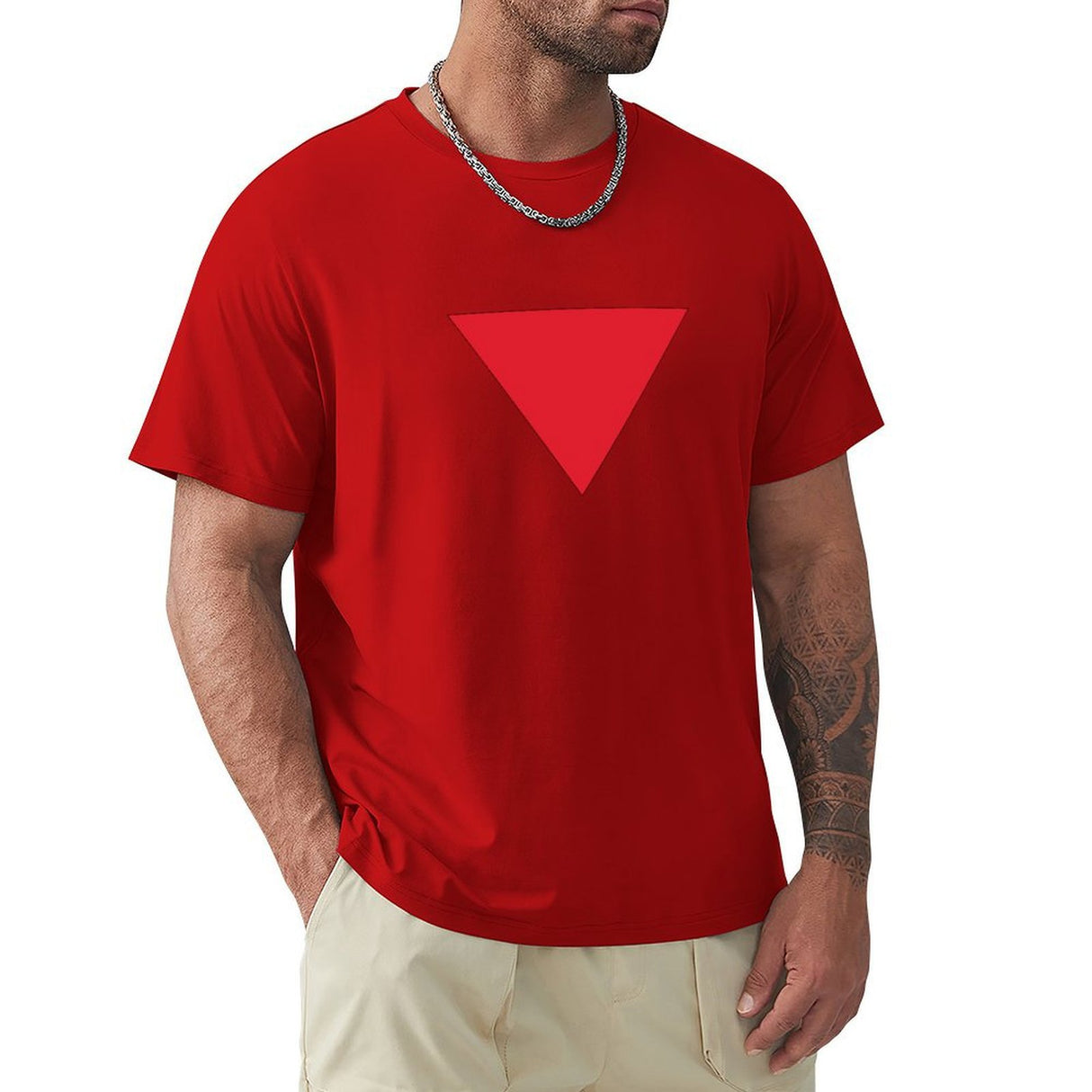 Men's Inverted Red Triangle T-shirt Top