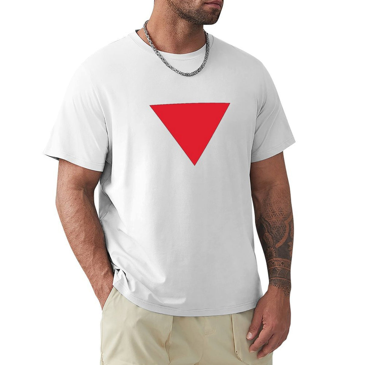 Men's Inverted Red Triangle T-shirt Top