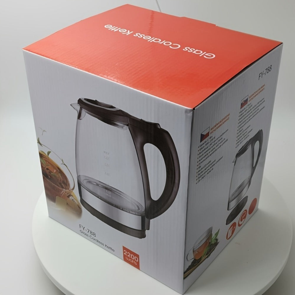 Electric Kettle With Stainless Steel Filter And Inner Lid, 1200W Wide Opening 1.7L Glass Tea Kettle & Hot Water Boiler Black