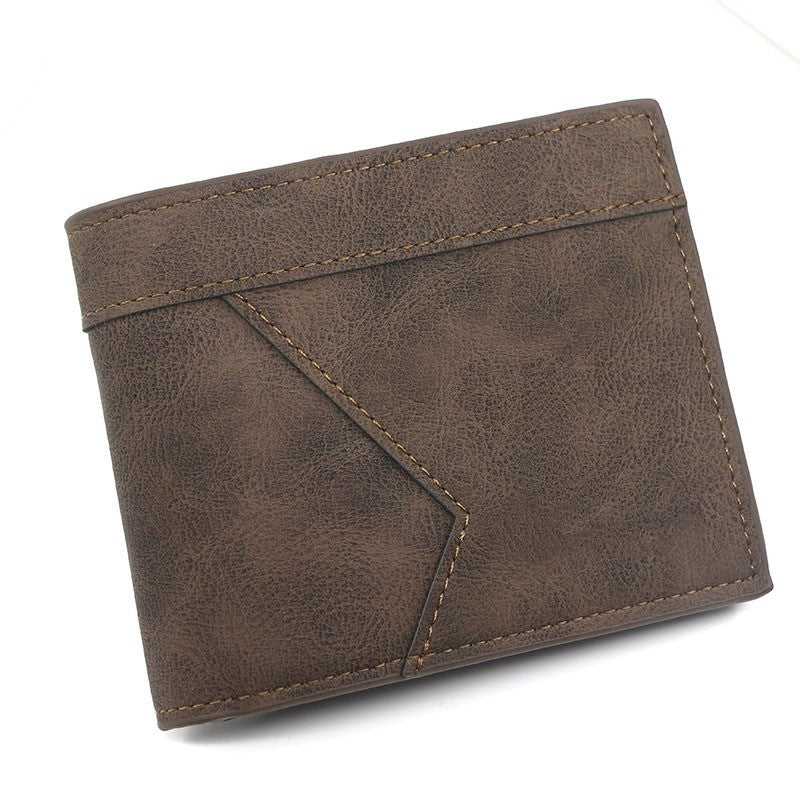 Men's Short Matte Leather Large Capacity Wallet