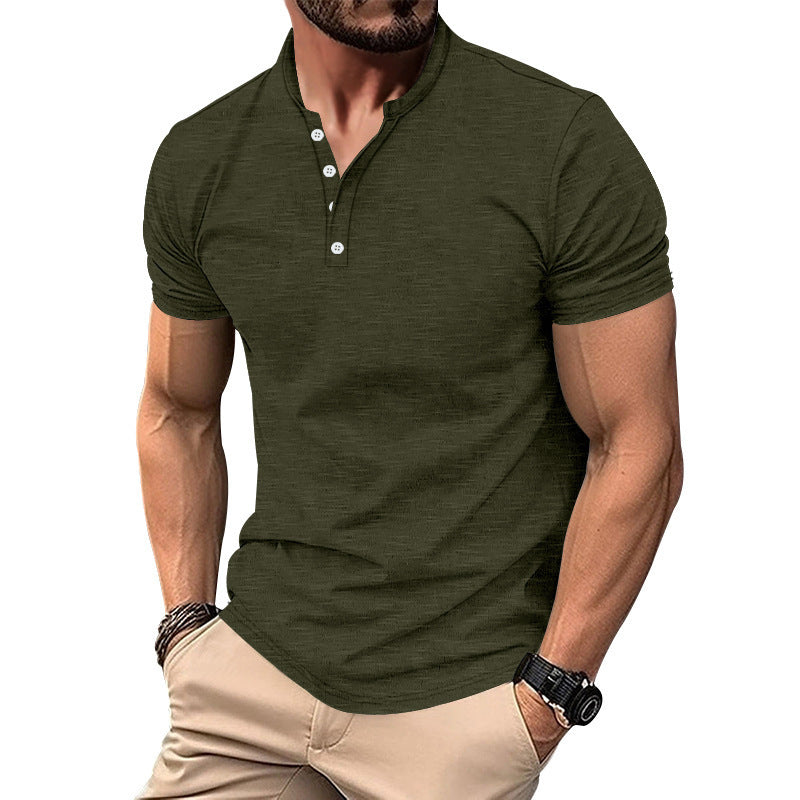 Retro Casual Cotton Solid Color Short Sleeve